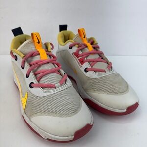 Nike Flex Advance Shoes Kids Size 7Y White Yellow Pink Floral Trainers Sneakers
